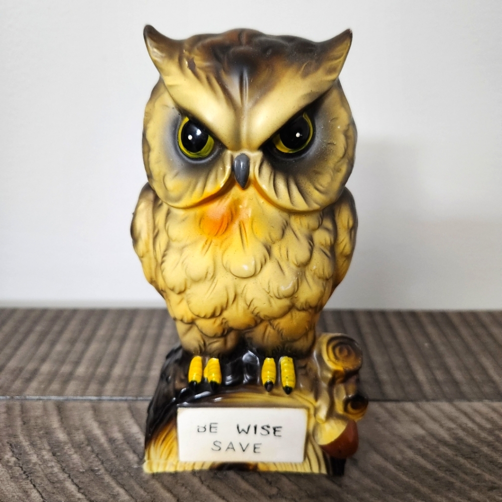 Vintage Owl BE WISE SAVE Bank Ardco Made in Japan